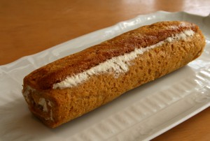 Pumpkin Cake Roll on ShockinglyDelicious. Recipe here: http://www.shockinglydelicious.com/?p=10246
