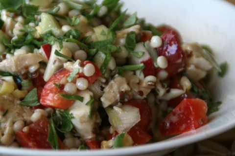 Chicken and Couscous Veggie Salad on Shockingly Delicious