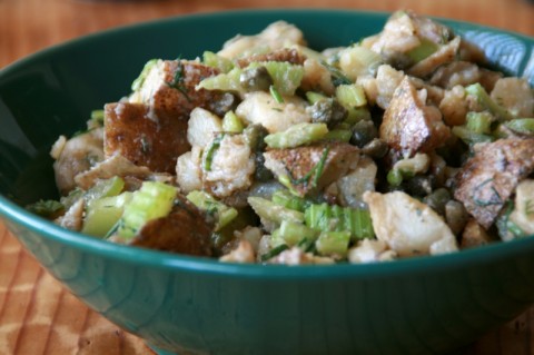 Grilled Potato Salad Recipe | Simple mayo-less potato salad with capers and fresh dill | ShockinglyDelicious.com