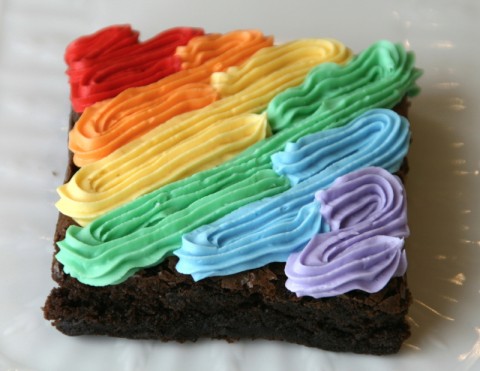 Rainbow Icing Brownie