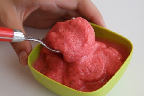 5-Minute Strawberry Sherbet in the Food Processor