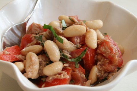 Tuna, Tomato, Bean and Basil Salad on Shockingly Delicious