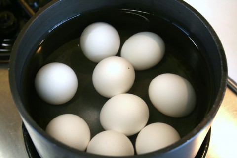 Cover eggs with water and bring to a boil