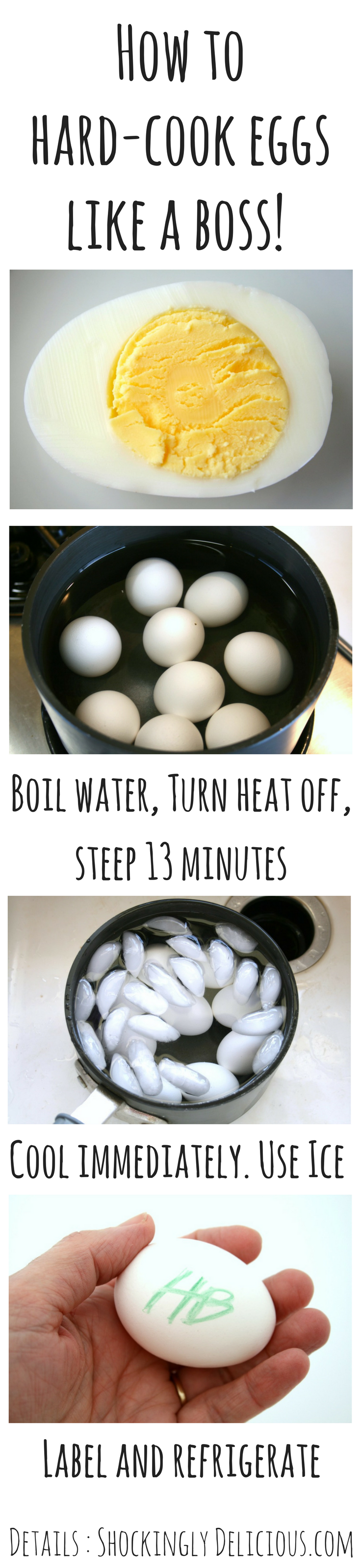 How to make perfect hard-cooked eggs: It's easy to hard-cook eggs once you know a couple of tricks -- use old eggs, watch the timing, cool them quickly and follow this foolproof method. How to hard-cook eggs like a boss on ShockinglyDelicious