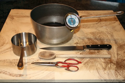 Gather tools on the marble slab Heirloom Peanut Brittle
