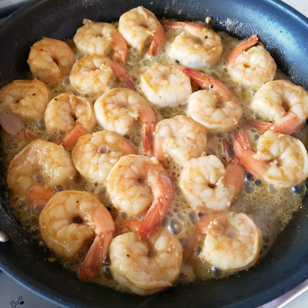 Shrimp pinks up when it is cooked.