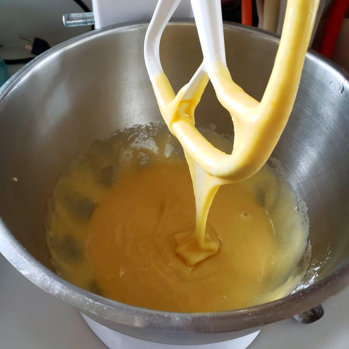 Batter is loose before the flour is added