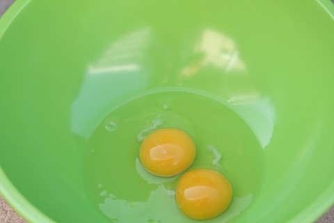 Eggs in a mixing bowl on Shockinglydelicious.com