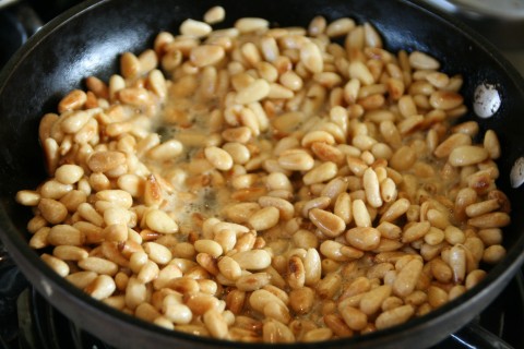 Saute pine nuts on Shockinglydelicious.com