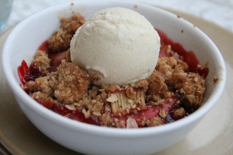 Strawberry Rhubarb Crisp with Vanilla Ice Cream from True Food Kitchen on Shockinglydelicious