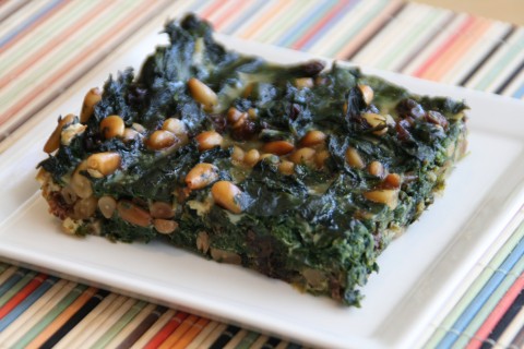 Spinach Pie with Pine Nuts and Currants on Shockinglydelicious.com