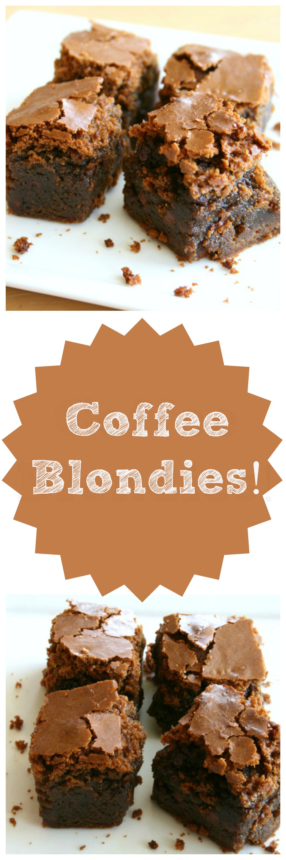 Coffee Blondies photo collage on ShockinglyDelicious