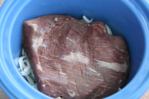 Brisket in Crock-Pot on Shockinglydelicious.com