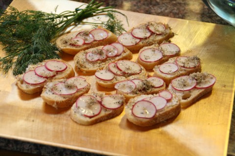 Truffle and Radish Tartines