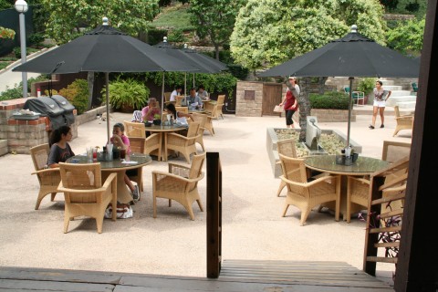 Diners on the patio at Godmother Cafe in Malibu