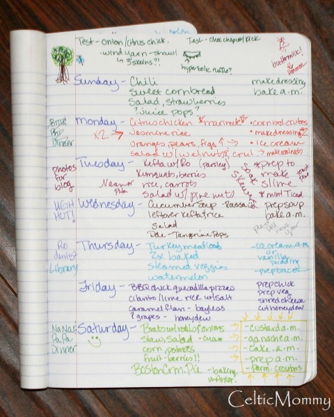 Heather Schott's weekly meal planning