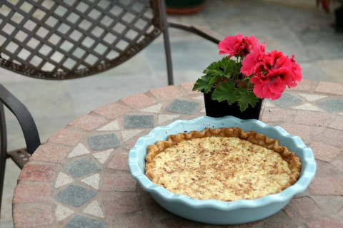 Cottage Cheese Pie on the patio