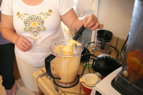 chiles and cheese in a blender