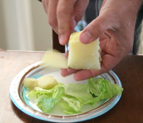 slicing potatoes