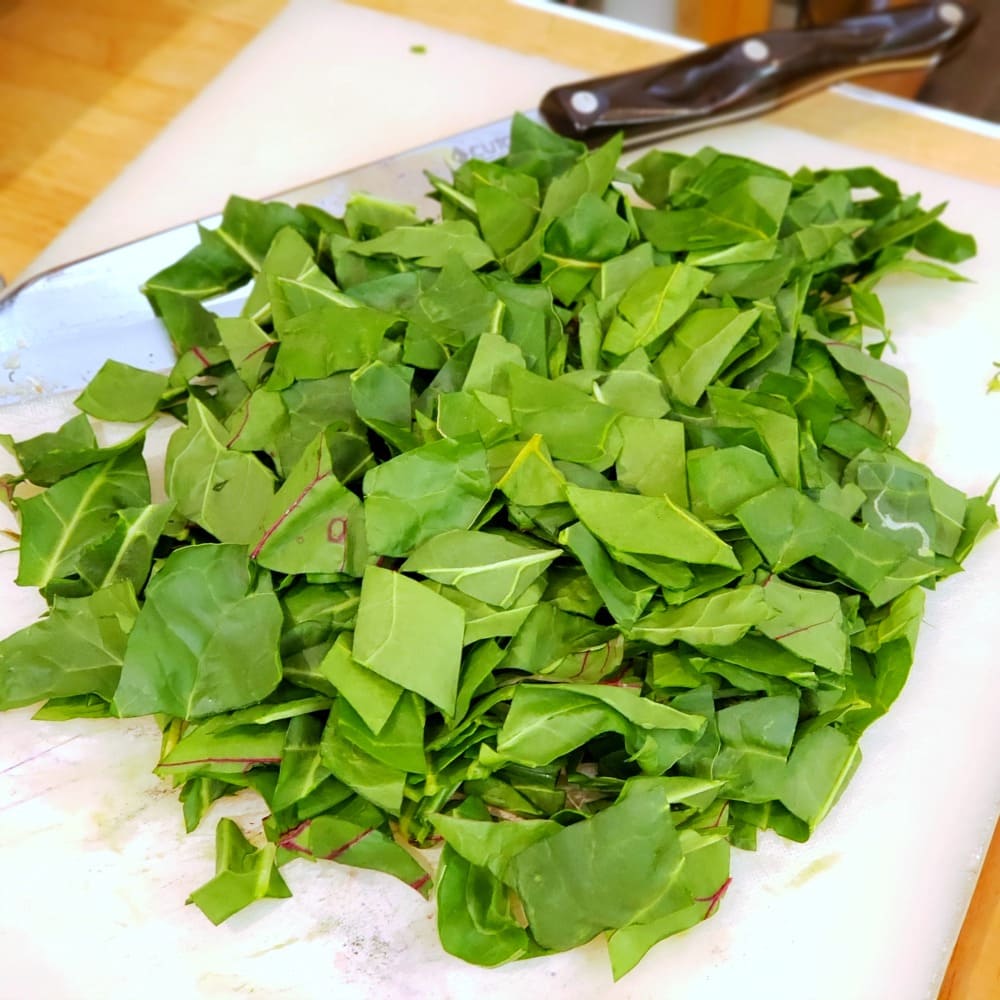 Swiss Chard on the chopping board