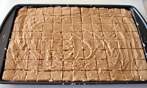 Peanut Butter Fudge cut in pan