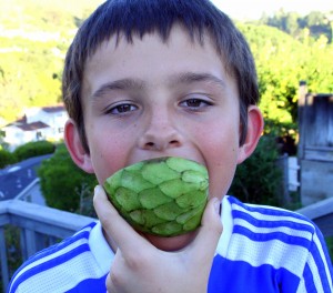 Nick eating a cherimoya