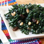 Raw Kale Salad with Raisins and Pine Nuts