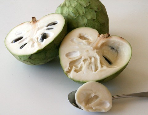 Cherimoya Fruit cut, with spoon