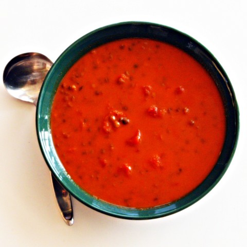 Shortcut Tomato, Roasted Red Pepper and Lentil Soup