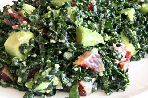 Raw Kale Salad with Avocado and Blood Orange