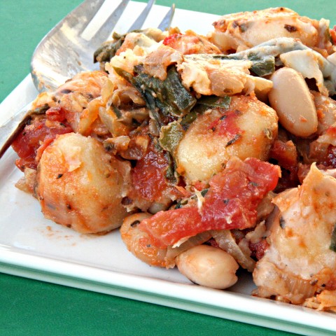 Vegetarian Skillet Gnocchi with Chard and White Beans