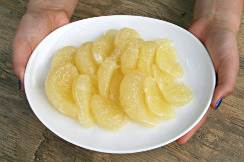 Melogold Grapefruit on a plate