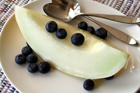 Gold Canary Melon with Blueberries on top