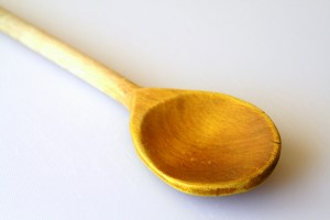 Wooden spoon stained by curry