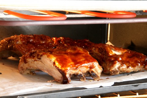 Smoky Baby Back Ribs in the broiler