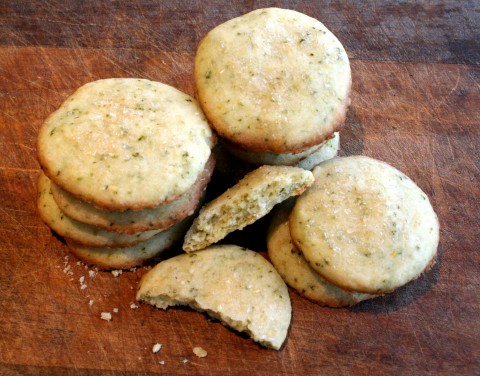 Lemon-Lime Basil Shortbread Cookies