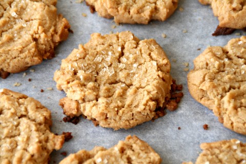 5-ingredient Gluten-Free Flourless Peanut Butter Cookies on parchment paper