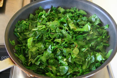 chard wilting in skillet
