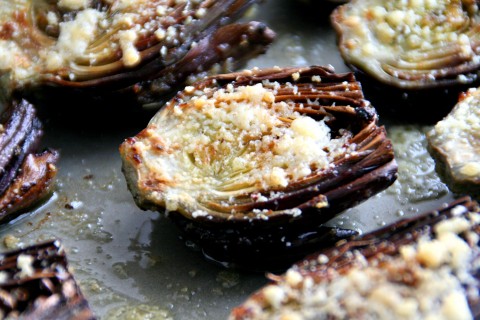 Parmesan Garlic Roasted Baby Artichokes