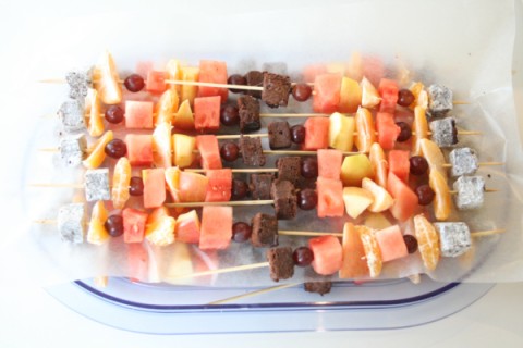 Fruit Kebabs on a tray