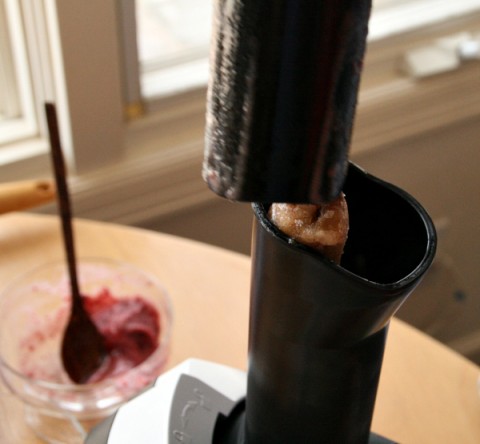 Pushing a banana through the Yonanas