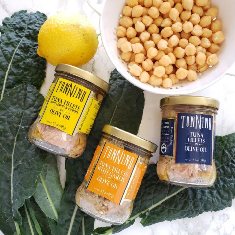 Main ingedients for Lemony Garbanzo Kale Salad with Tuna on ShockinglyDelicious.com