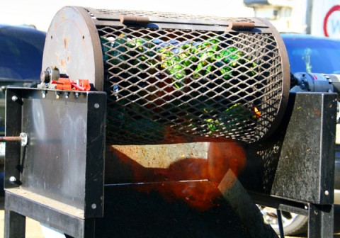Hatch chiles roasting at Melissa's Produce site