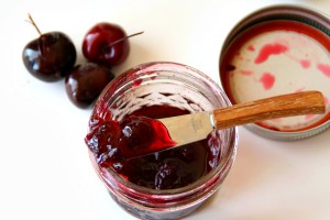 Bing Cherry Jam with the lid off