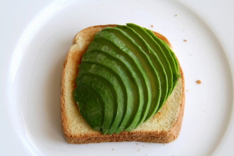 Avocado slices on toast