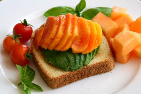 Open-Faced Avocado and Peach Toast