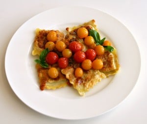 Crispy Ravioli in Cherry Tomato Sauce on ShockinglyDelicious.com