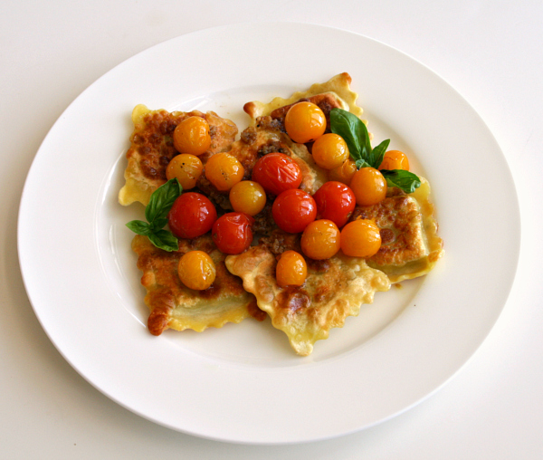 Crispy Ravioli in Cherry Tomato Sauce on ShockinglyDelicious.com