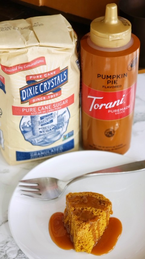 Dixie Crystals sugar and Torani Pumpin Pie Sauce