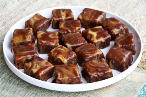Brownies with Pumpkin Ganache and Chocolate Ganache Swirl